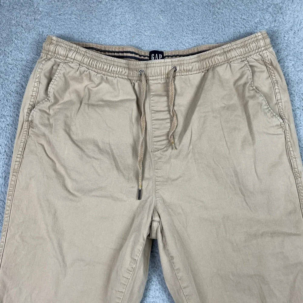 Vintage Gap Jogger Pants Mens XL Khaki Tan Cotton Stretch Drawstring Casual